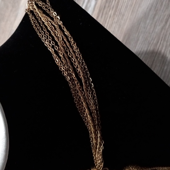 Vintage Necklace Multi Chain And Tassel Golden Necklace - Picture 6 of 7